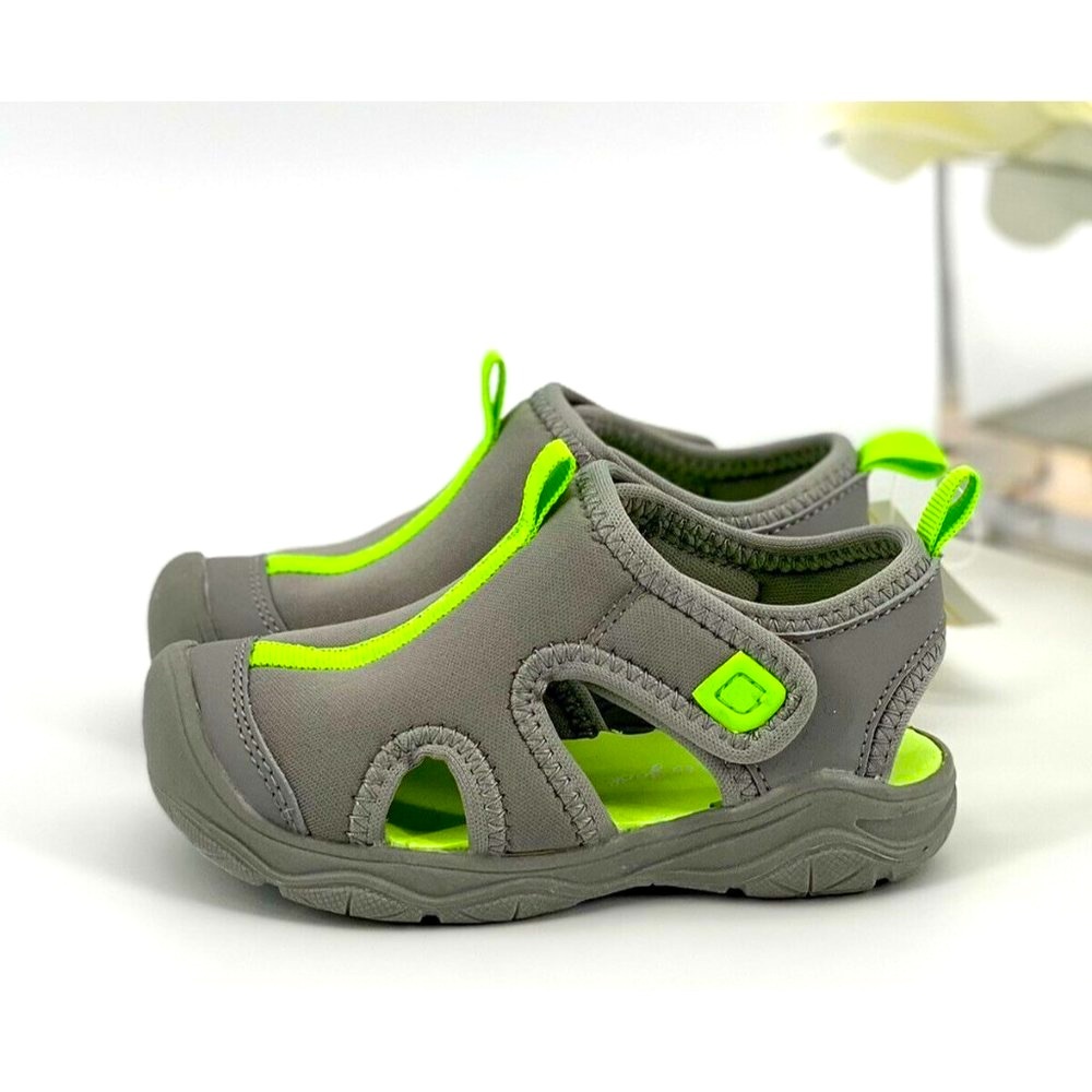 NEW Toddler Boy’s Callahan Fisherman Sandal Size 6 Water Friendly Shoe Gray Neon